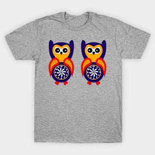 Twin birds blue baby owls T-Shirt